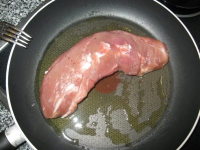 Pork tenderloin in a pan