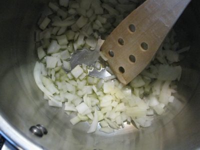 Onions softened in olive oil